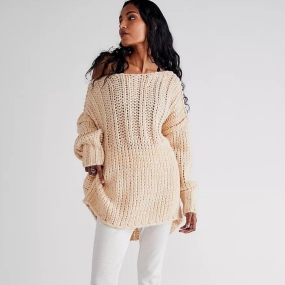 Free People Be There Chunky Knit Sweater. Boho Coquette Size Small
